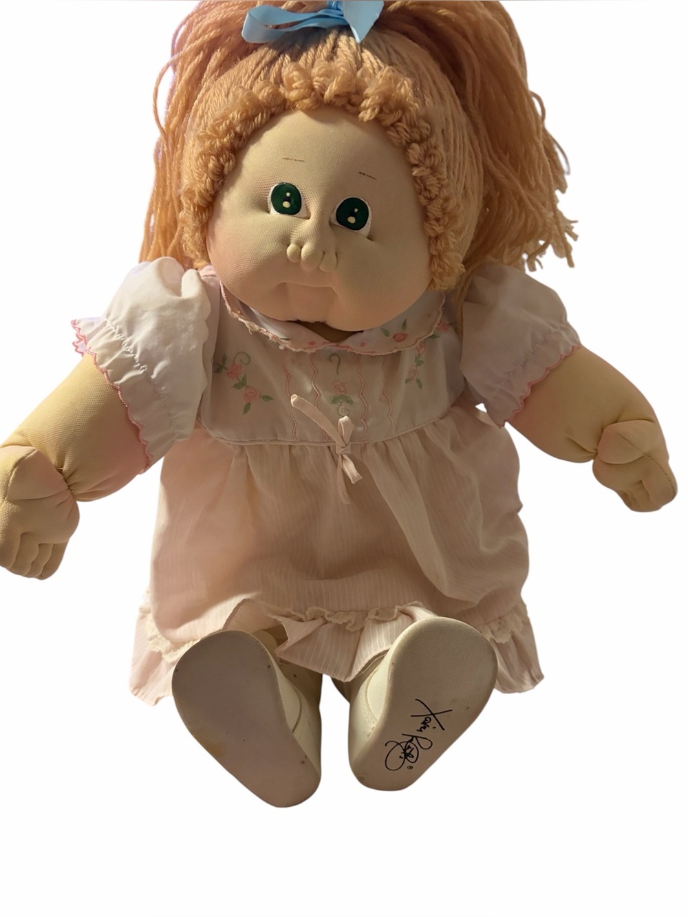 Cabbage Patch Vintage 1983 Soft Cloth Doll in Pale Pink Dress